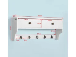 New SoBuy Wandgarderobe mit 2 Schubladen und 5 Haken Holz Weiß FRG178-W