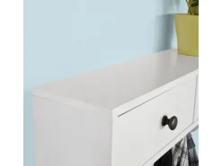 New SoBuy Wandgarderobe mit 2 Schubladen und 5 Haken Holz Weiß FRG178-W