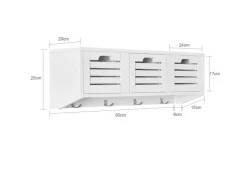 Hot SoBuy Wandgarderobe mit 3 Körben und 4 Haken MDF Weiß FHK19-W