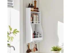 Best SoBuy Wandregal Gewürzregal Küchenregal mit 3 Ablagen Badregal KCR12-W Weiß