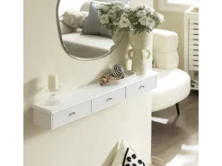 SoBuy Wandschrank mit 3 Schubladen Hängeschrank Weiß FRG43-L-W