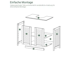 SoBuy Waschbeckenunterschrank Badschrank mit 2 Lamellentüren MDF 60x58x35cm Weiß FRG237-W
