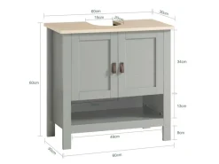 SoBuy Waschbeckenunterschrank Badschrank mit 2 Türen und 1 Fach 60x60x30cm Grau BZR69-HG