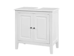 SoBuy Waschbeckenunterschrank Badschrank mit 2 Türen MDF 60x62x30cm Weiß FRG202-W