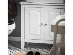 SoBuy Waschbeckenunterschrank Badschrank mit 2 Türen MDF 60x62x30cm Weiß FRG202-W