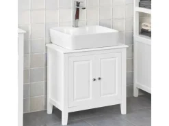 SoBuy Waschbeckenunterschrank Badschrank mit 2 Türen MDF 60x62x30cm Weiß FRG202-W