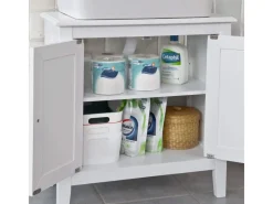 SoBuy Waschbeckenunterschrank Badschrank mit 2 Türen MDF 60x62x30cm Weiß FRG202-W