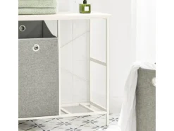 SoBuy Wäscheschrank mit 2 abnehmbaren Wäschesäcken Metall Vlies Grau BZR57-W