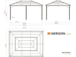 Sojag Pavillon Meridien 12 x 16 Anthrazit 365 cm x 485 cm x 270 cm