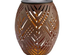 Sale Solar-Tischleuchte Blatt-Muster LED Ø 12,5 cm x 15 cm Braun