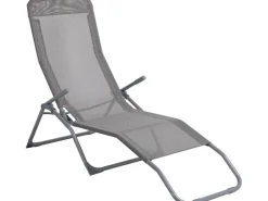 Outlet Sonnenliege Pando Klappbar 141 cm x 61 cm x 57-95 cm Grau
