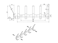Hot SOTECH Blackline ALBA Hakenleiste Groß 450 mm mit 5 Haken Schwarz Pulverbeschichtet