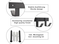 SOTECH Blackline ALBA Hakenleiste Klein 345 mm mit 4 Haken Schwarz Pulverbeschichtet