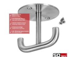 New SOTECH Garderobenhaken NELE Doppelhaken T-Form Echt Edelstahl