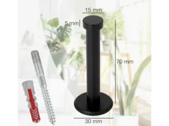 Hot SOTECH Garderobenhaken TALEA Ø10 mm Ø15 mm Länge 70 mm Edelstahl Schwarz Matt