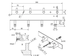 Outlet SOTECH Hakenleiste CORA Echt Edelstahl mit 4 Haken