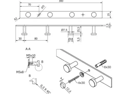 SOTECH Hakenleiste JOEL Echt Edelstahl mit 4 Haken