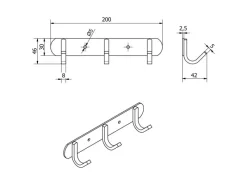 SOTECH Hakenleiste SAMU Echt Edelstahl mit 3 Haken