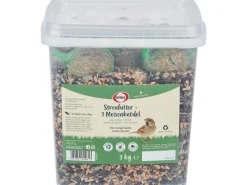 elles Streufutter inkl. 3 Meisenknödel für Wildvögel im 3 kg Eimer