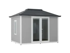 New Sunjoy Gartenhaus Riga Alu/Stahl 302 cm x 386 cm Grau