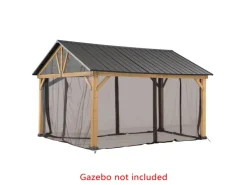 Clearance Sunjoy Zedernholz Gazebo Netz 335 cm x 399 cm Khaki