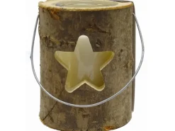 Hot Sunny Garden Windlicht Holzstamm mit Glas 3-fach sortiert 18 cm x 16 cm