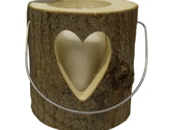 Hot Sunny Garden Windlicht Holzstamm mit Glas 3-fach sortiert 18 cm x 16 cm