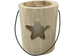 Sunny Garden Windlicht Holzstamm Nordic-Style mit Glas 3-fach sort. Ø 13 x 15 cm