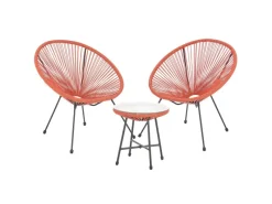 SVITA Bali Balkon Möbel Set Lounge Garnitur Relax Egg-Chair Flecht-Design Terracotta