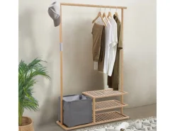 SVITA Basri Garderobe Kleiderständer Mit Schuhablage Aufbewahrungsbox Bambus