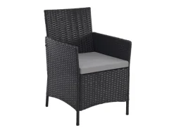 Best SVITA Brooklyn Bistro Gartenmöbelset 3-tlg. Rattan Outdoor Gartenlounge Schwarz