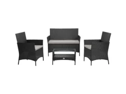 New SVITA Brooklyn Polyrattan Sitzgruppe Lounge Gartenmöbel Set Schwarz
