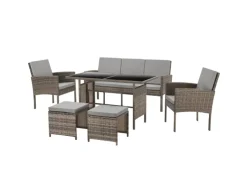 Sale SVITA Denver Polyrattan Gartenmöbel Set Essgruppe Lounge Esstisch Braun