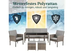 Sale SVITA Denver Polyrattan Gartenmöbel Set Essgruppe Lounge Esstisch Braun