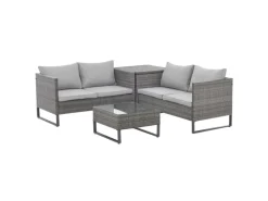 Sale SVITA Kansas Rattanlounge Gartenmöbel Set Gartensofa Polyrattan Grau