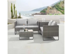 Sale SVITA Kansas Rattanlounge Gartenmöbel Set Gartensofa Polyrattan Grau