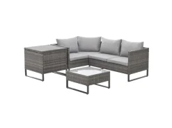 Sale SVITA Kansas Rattanlounge Gartenmöbel Set Gartensofa Polyrattan Grau