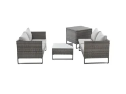 Sale SVITA Kansas Rattanlounge Gartenmöbel Set Gartensofa Polyrattan Grau