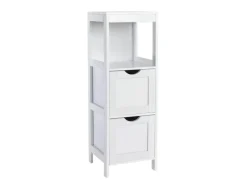 SVITA Lintu Badregal Standregal Badezimmerschrank Schubladen Holzoptik Weiß