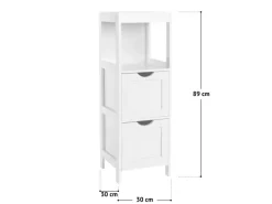 SVITA Lintu Badregal Standregal Badezimmerschrank Schubladen Holzoptik Weiß