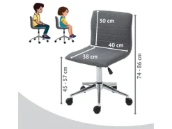 New SVITA Linus Schreibtischstuhl Kinder Drehstuhl Stoffbezug Grau