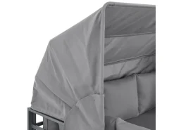 Best SVITA Maui Gartenmöbel-Lounge-Set Mit Dach Outdoor-Sofa Strandkorb-Sonneninsel Stahl Hellgrau