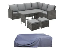 SVITA Monroe Garten-Lounge Set Abdeckhaube Polyrattan Lounge-Möbel Sitzgruppe