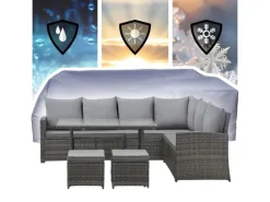 SVITA Monroe Garten-Lounge Set Abdeckhaube Polyrattan Lounge-Möbel Sitzgruppe