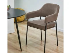 Outlet SVITA Scarlett 2er Set Esszimmerstühle Armlehnstuhl Polsterstuhl Stoff Braun