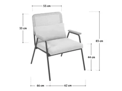 Best SVITA Thea Loungesessel Loungestuhl Mit Armlehnen Kissen Indoor Relaxstuhl Creme