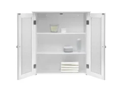 Teamson Home Badezimmer Connor Wandschrank mit 2 Glastüren Weiß