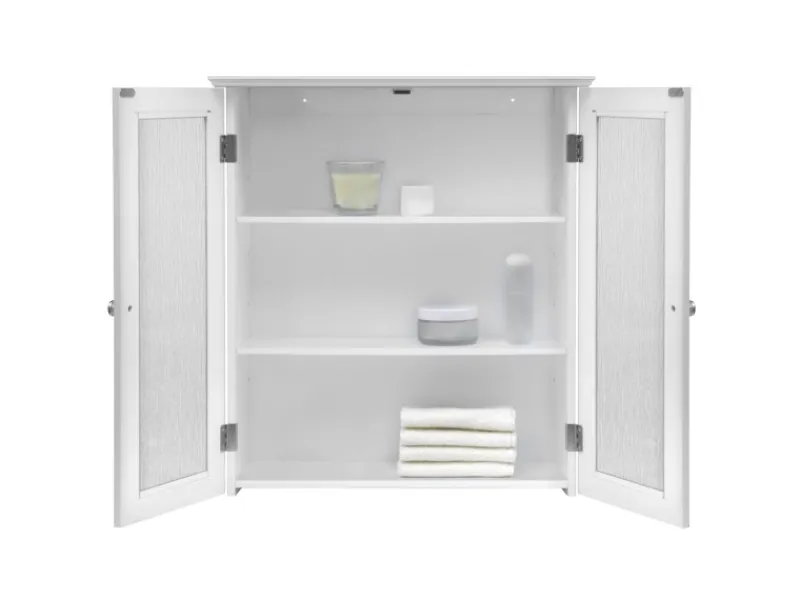 Teamson Home Badezimmer Connor Wandschrank mit 2 Glastüren Weiß