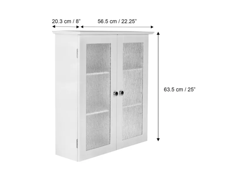 Teamson Home Badezimmer Connor Wandschrank mit 2 Glastüren Weiß