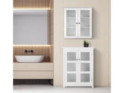 Teamson Home Badezimmer Connor Wandschrank mit 2 Glastüren Weiß